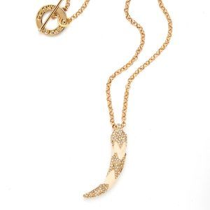 Enamel Gold and Crystal Horn Necklace